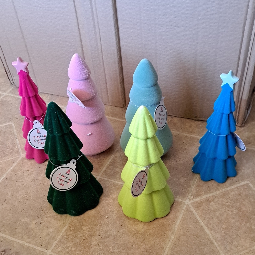 Colorful Ceramic Christmas Trees Set Of 6
